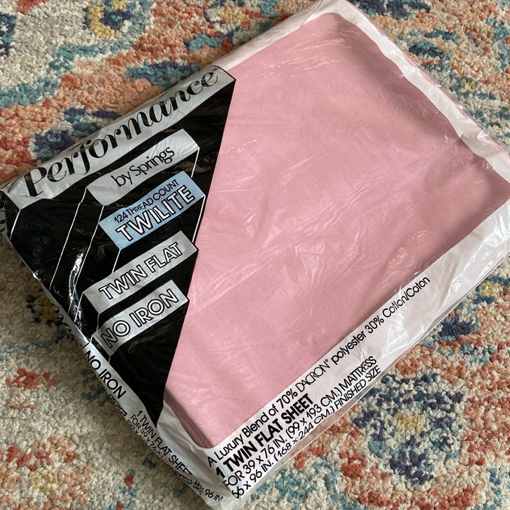Performance by Springs TWIN FLAT SHEET Pink Cotton blend  vintage bedding